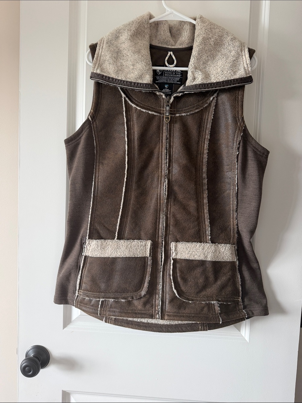 Kuhl Brown Zip-Front Faux-Shearling Trim Vest